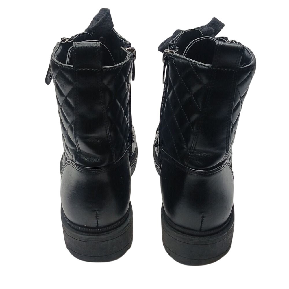Nine West Combat Boots Women 8M Black Quilted Cap Toe Lug Sole WNWALAN3 - Picture 6 of 8
